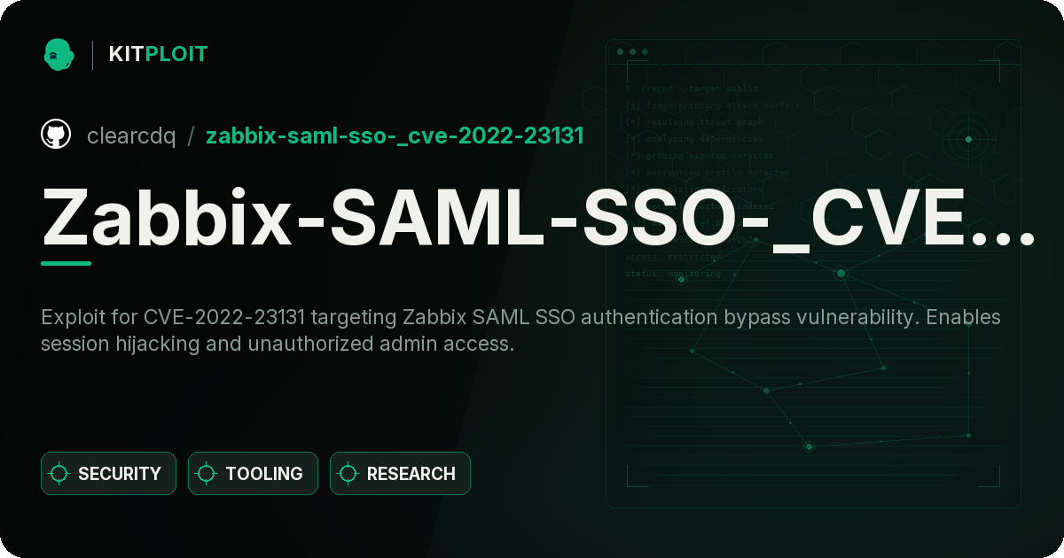 Zabbix-SAML-SSO-_CVE-2022-23131 preview