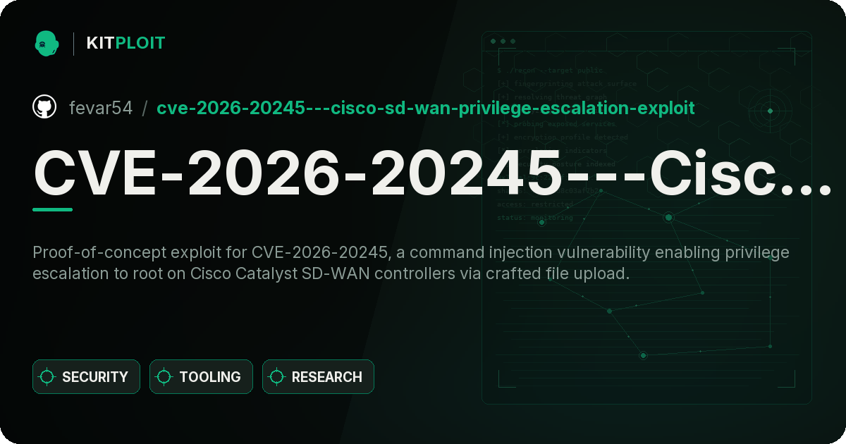CVE-2026-20245---Cisco-SD-WAN-Privilege-Escalation-Exploit preview
