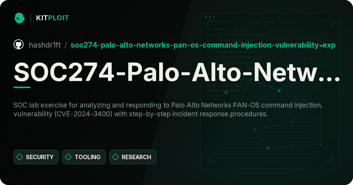 SOC274-Palo-Alto-Networks-PAN-OS-Command-Injection-Vulnerability-Exploitation-CVE-2024-3400 preview