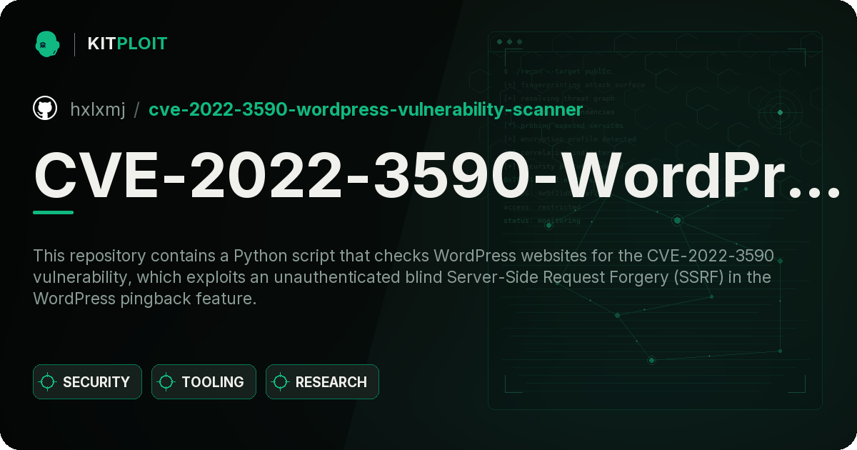 CVE-2022-3590-WordPress-Vulnerability-Scanner preview