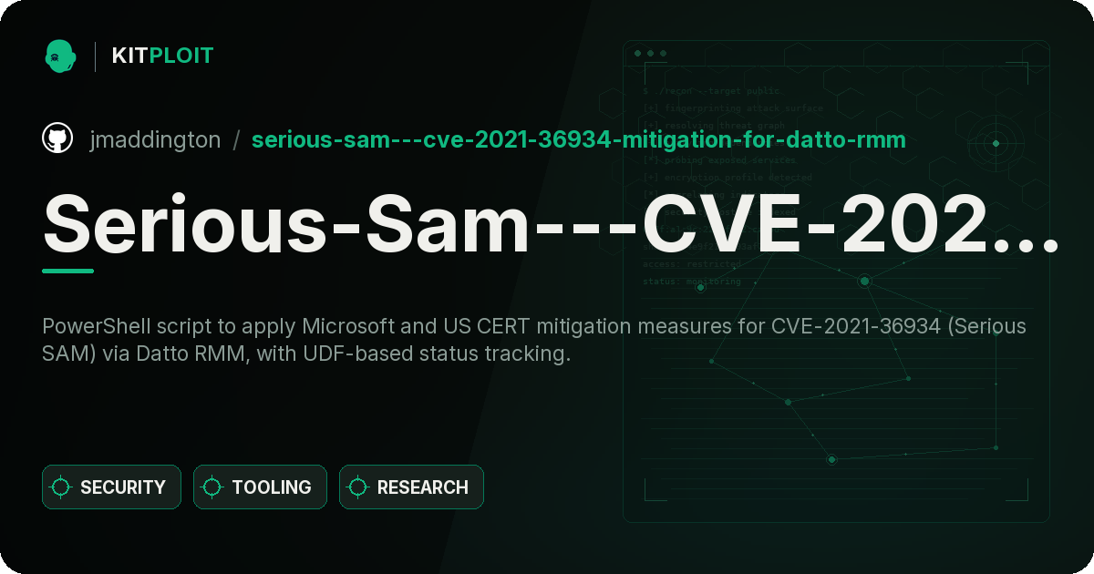 Serious-Sam---CVE-2021-36934-Mitigation-for-Datto-RMM preview
