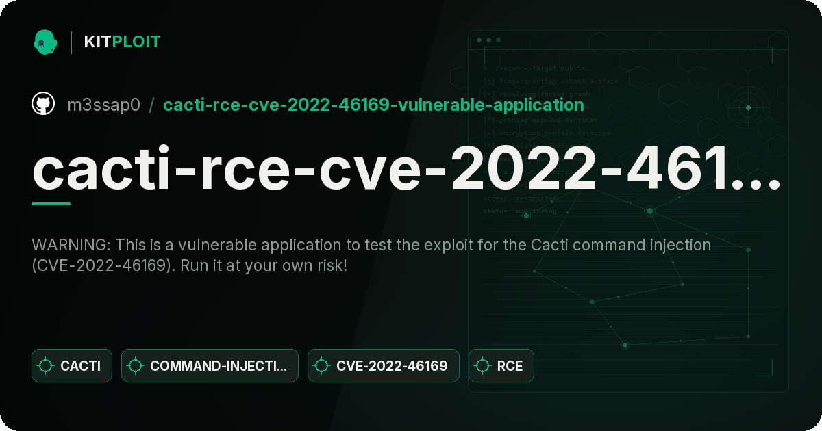 cacti-rce-cve-2022-46169-vulnerable-application preview