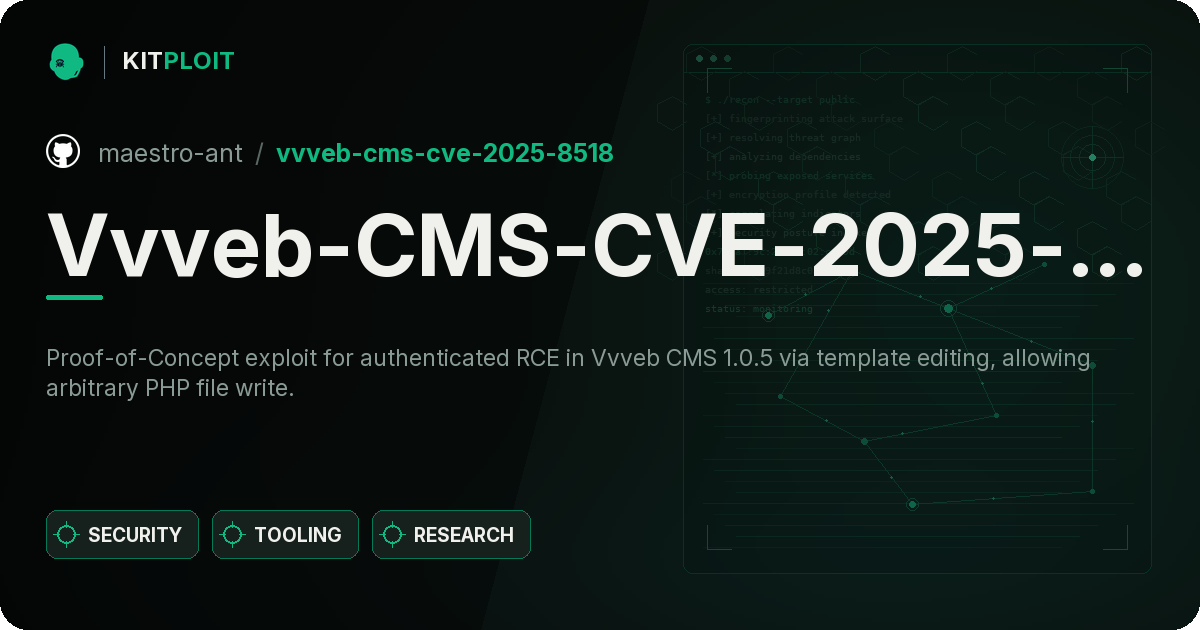 Vvveb-CMS-CVE-2025-8518 preview