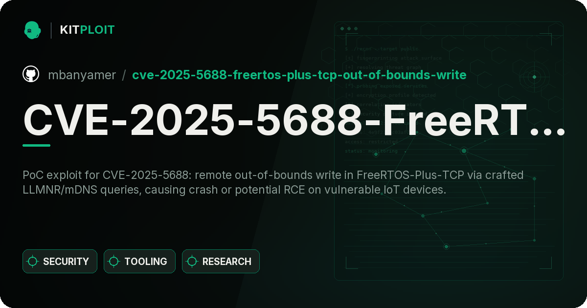 CVE-2025-5688-FreeRTOS-Plus-TCP-Out-of-Bounds-Write preview