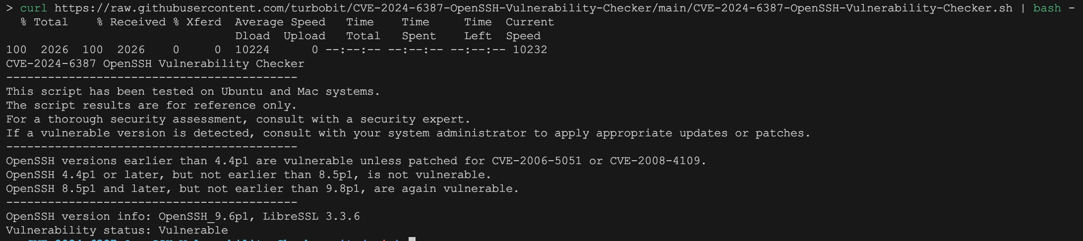 CVE-2024-6387-OpenSSH-Vulnerability-Checker preview