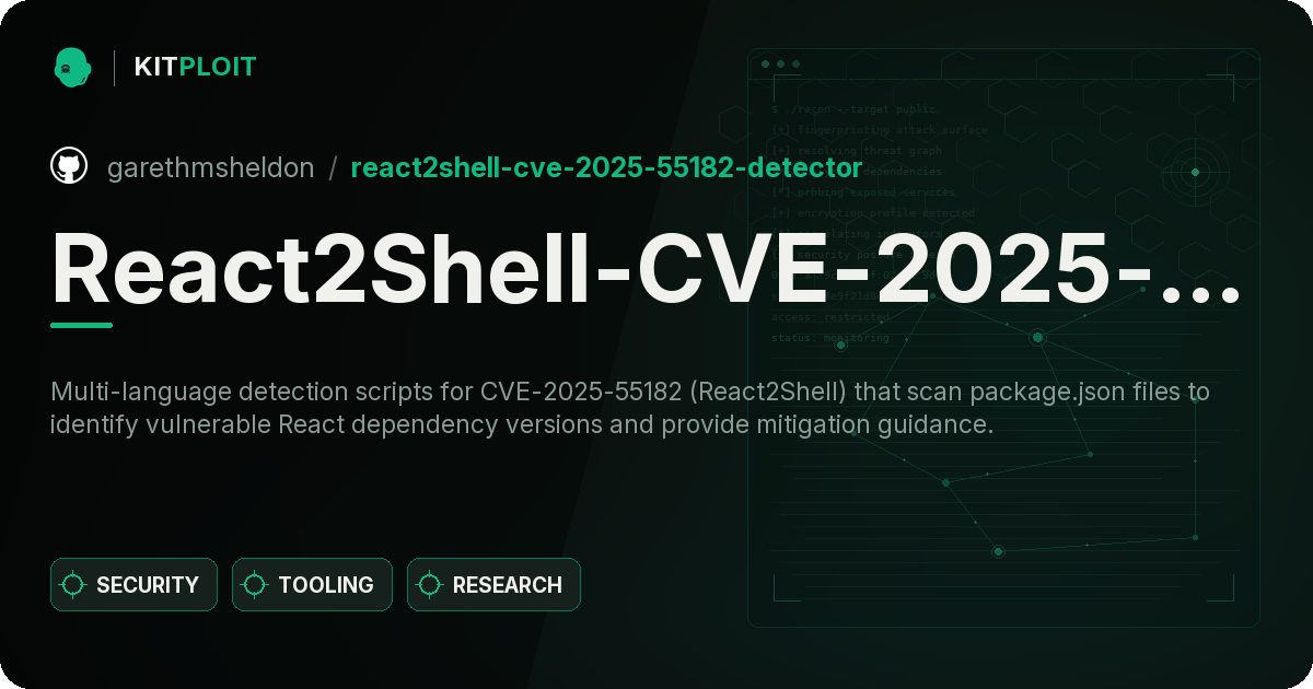 React2Shell-CVE-2025-55182-Detector preview