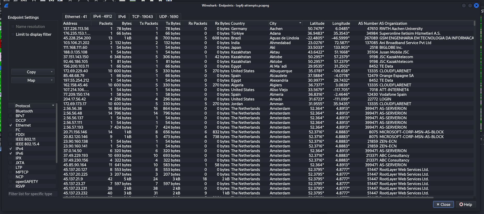 Wireshark preview
