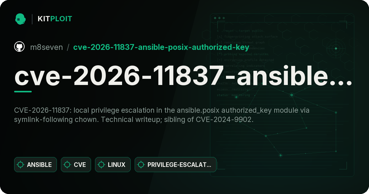 cve-2026-11837-ansible-posix-authorized-key preview