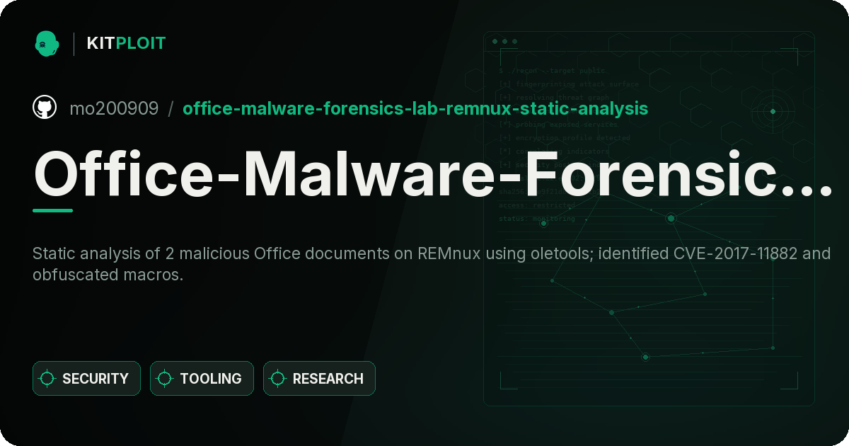 Office-Malware-Forensics-Lab-REMnux-Static-Analysis preview
