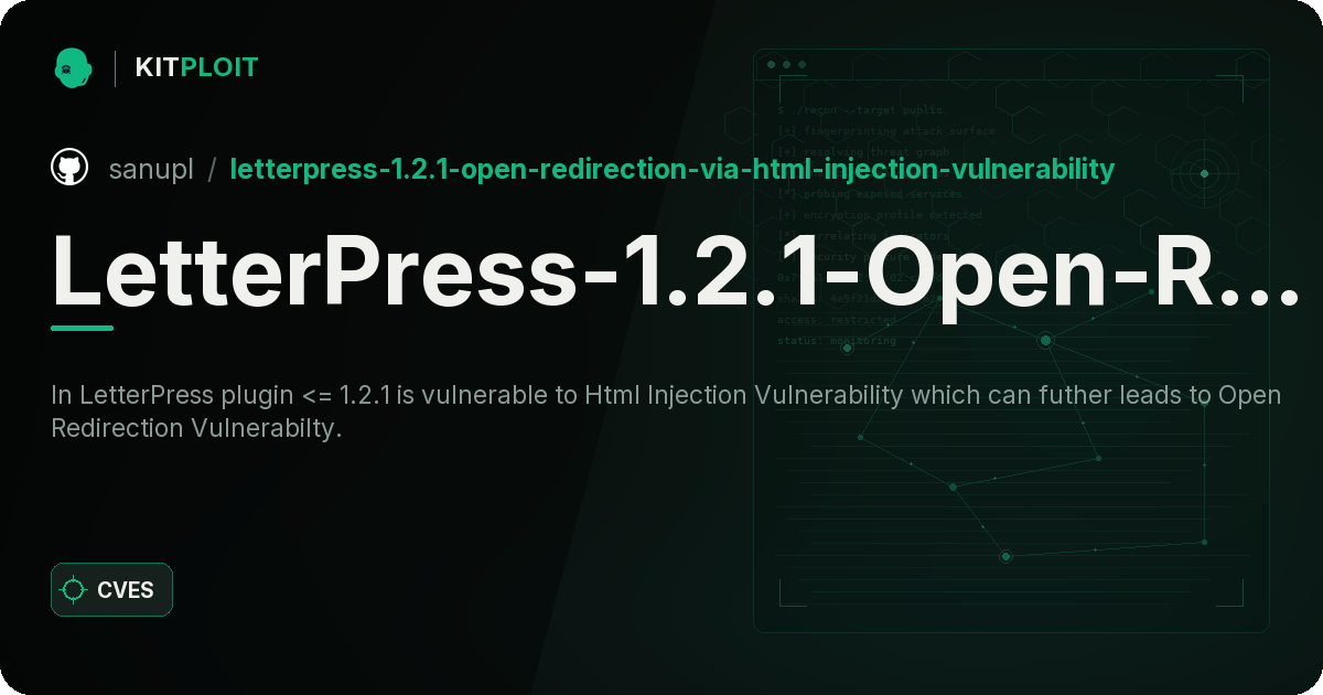 LetterPress-1.2.1-Open-Redirection-Via-Html-Injection-Vulnerability preview