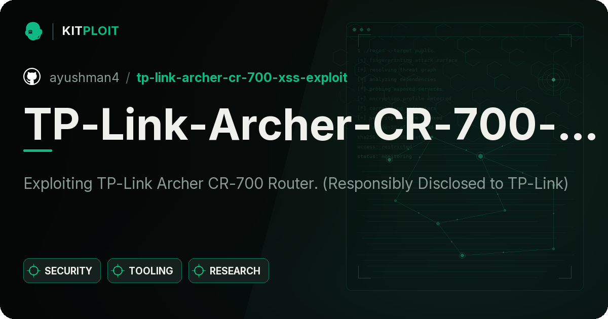 TP-Link-Archer-CR-700-XSS-Exploit preview