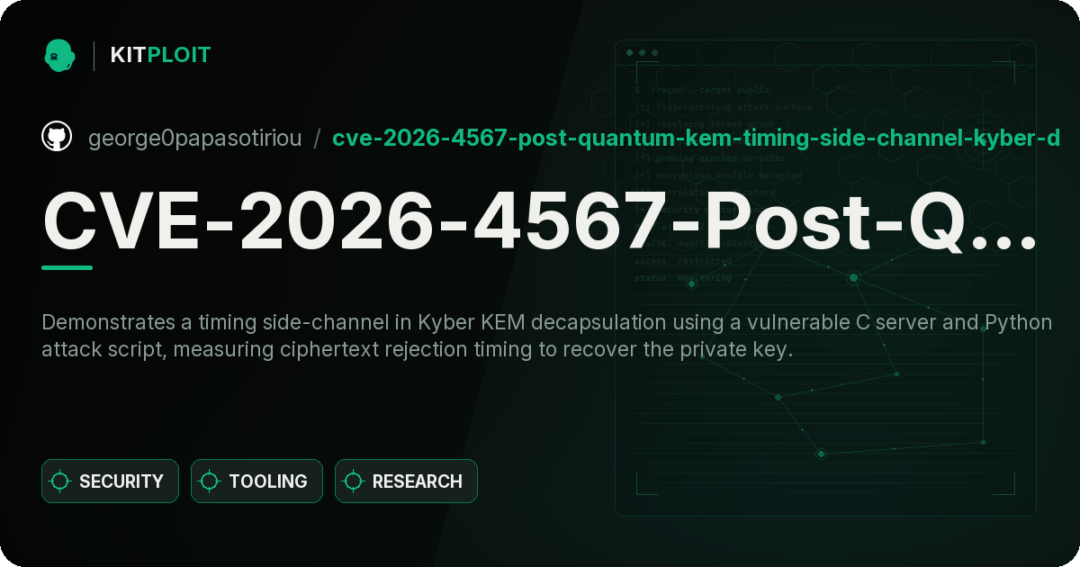 CVE-2026-4567-Post-Quantum-KEM-Timing-Side-Channel-Kyber-Decapsulation- preview