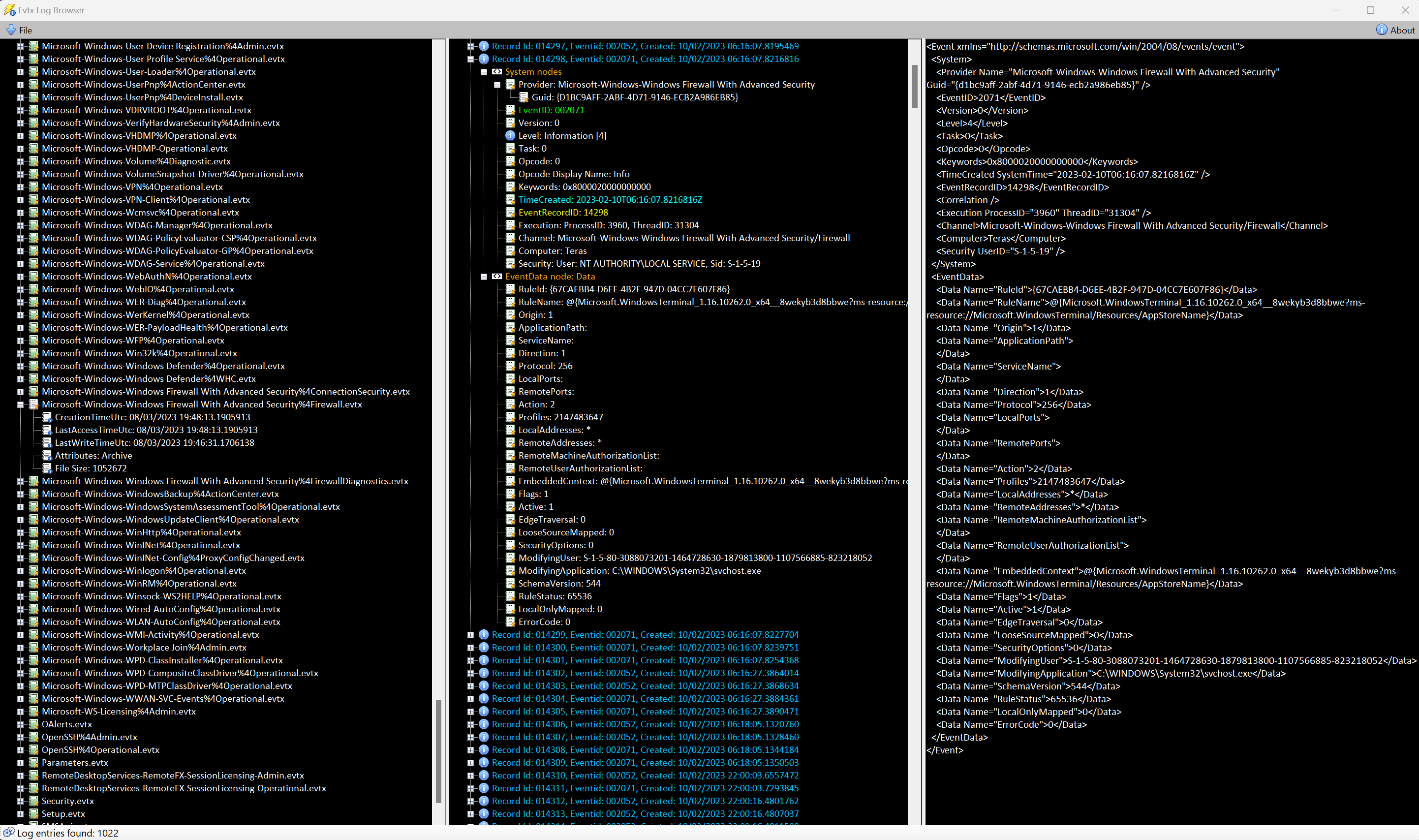 Evtx_Log_Browser preview