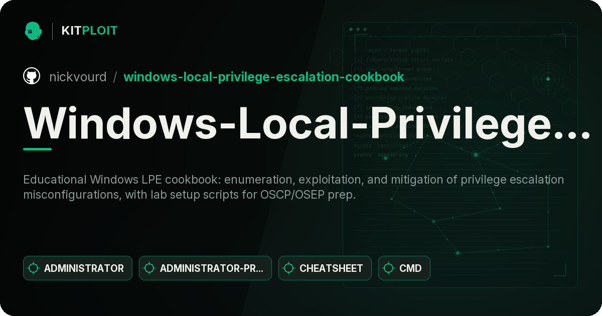 Windows-Local-Privilege-Escalation-Cookbook preview