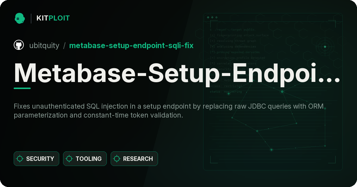 Metabase-Setup-Endpoint-SQLi-Fix preview
