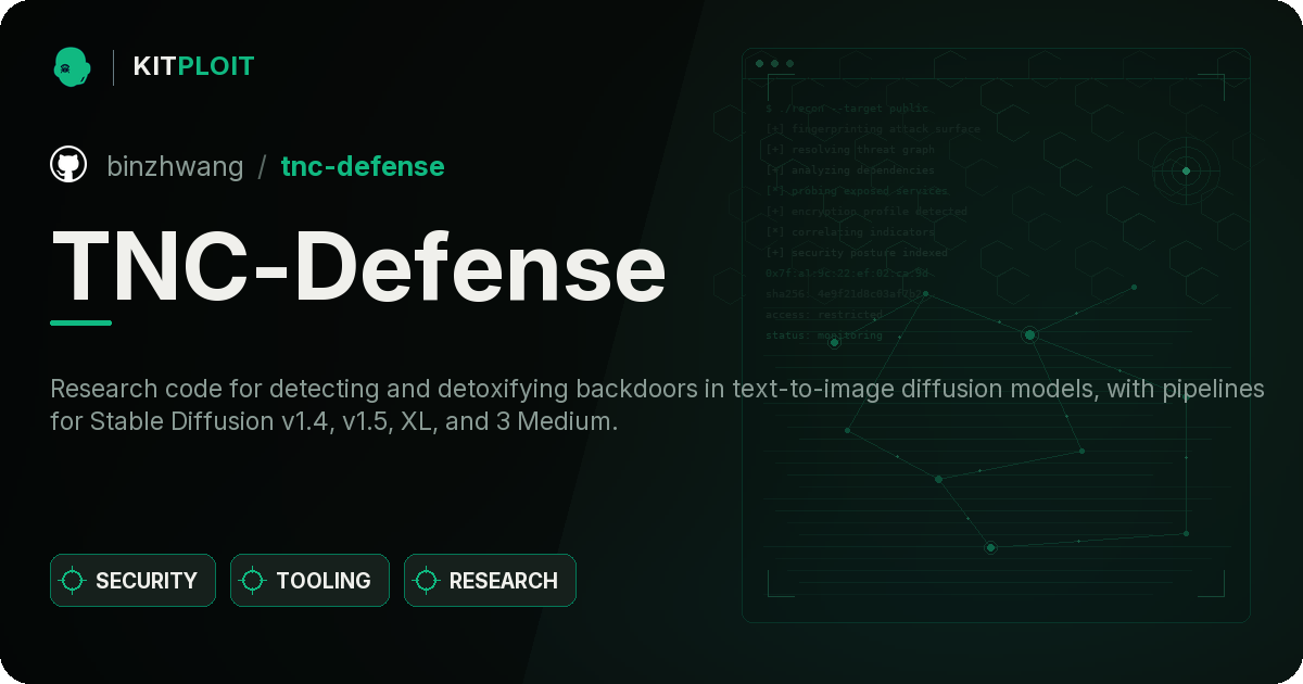 TNC-Defense Offers Diffusion Backdoor Detection Research Code