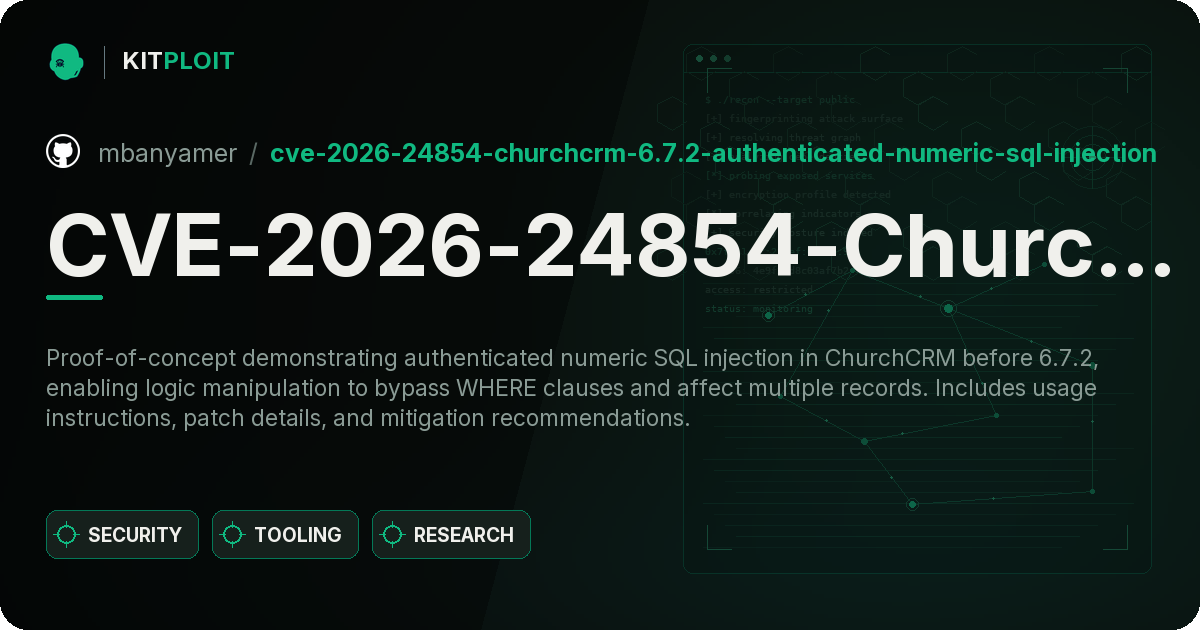 CVE-2026-24854-ChurchCRM-6.7.2-Authenticated-Numeric-SQL-Injection preview