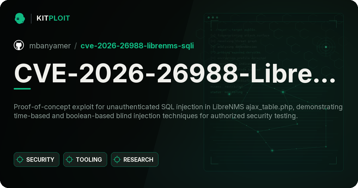 CVE-2026-26988-LibreNMS-SQLi preview